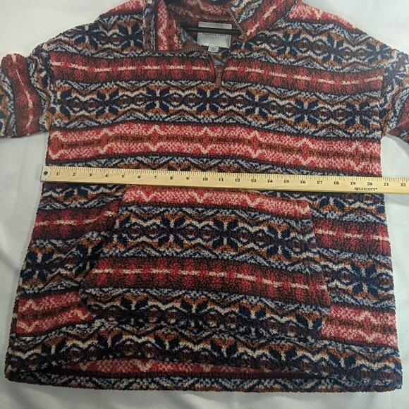 American Eagle Fleece Aztec 1/4 Zip Collar Sweater Pullover XS Multicolor Orange - Picture 9 of 11
